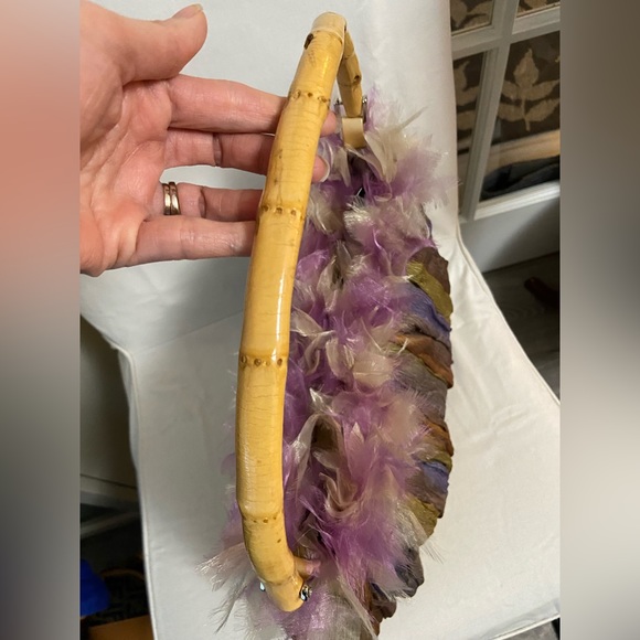 Vintage farnine Chiffon Ambre Purse with Banboo Handle - Picture 12 of 13